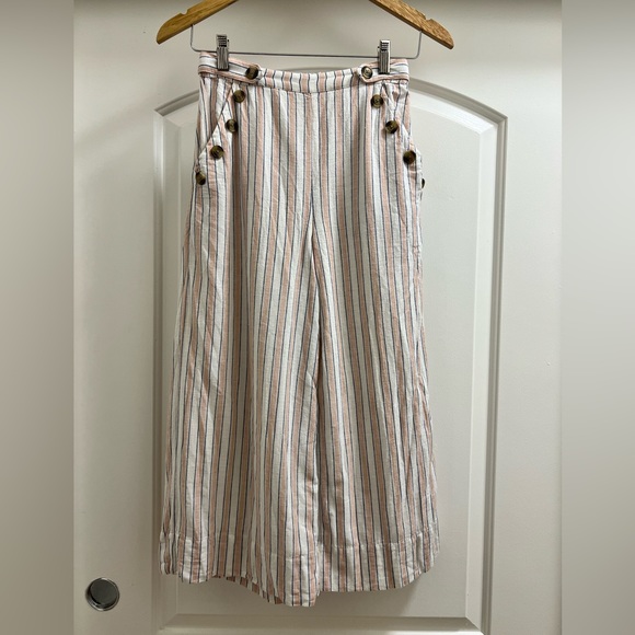 American Eagle Outfitters Pants - American Eagle Striped Cotton / Linen Culotte Pants